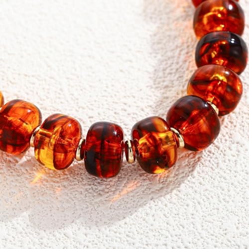 Chunky Beaded Bracelets for Women Boho Multicolor Acrylic Resin Beads Bracelet Adjustable Statement Bracelet Summer Beaded Jewelry - color: Beads bracelet--brown