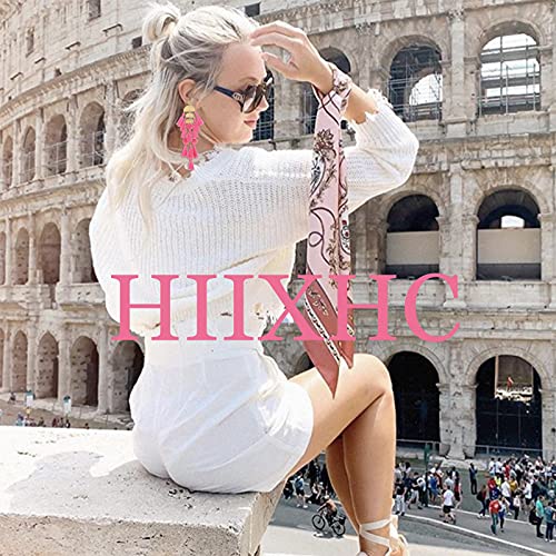 Long Tassel Earrings for Women Colorful Fringe Drop Dangle Earrings Bohemian Hawaiian Summer Beach Jewelry for Womens Vacation Outfits - color: Hot Pink