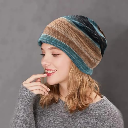 Women's Slouchy Beanie Cap Chemo Headwear Hats Scarf - color: B - Red Khaki