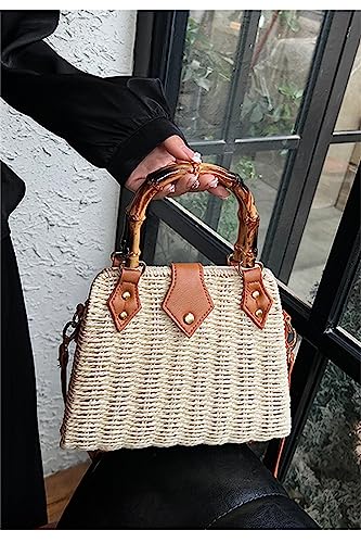 Cross Body Handbags for Women Straw Woven Beach Bag 2026 Summer Handmade Purses Wicker Rattan Bag Holiday - color: Beige