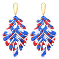 ARATLENCH Acrylic Pendant necklace Earrings – Long Statement Leaf Charm Necklace Tortoise Resin Palm Leaf Earrings Fashion Necklaces Earrings for Women - color: red white blue earring