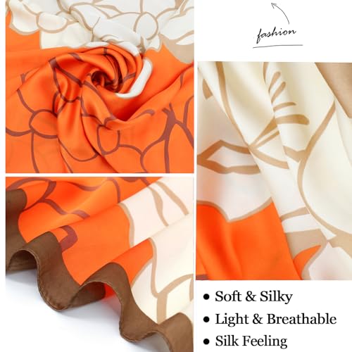 vimate 100% Large Silk Feeling Scarf-Women's Fashion Long Mulberry Silk Satin Neck Scarf Sunscreen Shawl Wrap Headscarf - color: Style 12