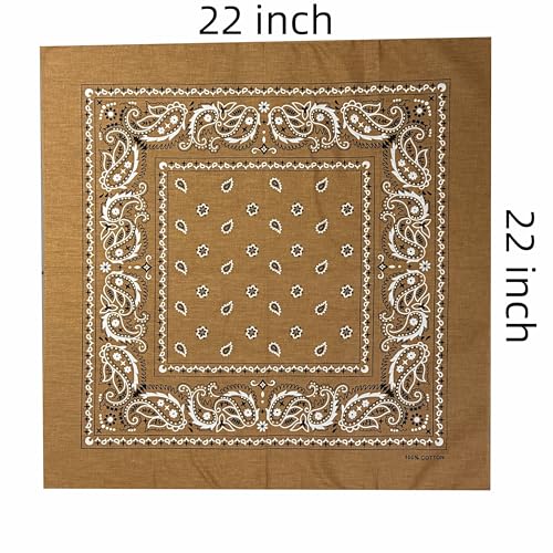 Vamqor 100% Cotton 10 Pack Fine Bandanas - color: Mocha