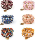 Women Beaded Bracelet Set | Colorful Boho Stackable Trendy Design with Crystal Accents Multilayer Bangle Bracelet | Fashion Stretch Braclets Jewelry for Women - color: Mixed Color