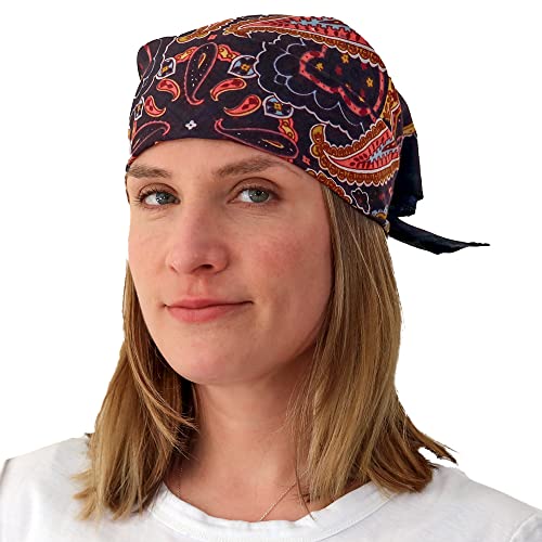 Sunshine Joy Paisley Hippie Bandana 22x22 Inches - color: Electric Coral