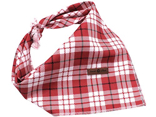 Lionet Paws Christmas Dog Bandana Washable Cotton Handkerchief Scarf Triangle Bandana for Small Medium Large Dogs Red Grid - color: Red Grid, size: Small (Pack of 1)