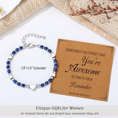 TONY & SANDY Tiny Beaded Bracelets for Women, Sometimes You Forget You're Awesome Gift, Unique Gifts for Women, Mom, Daughter, Wife, Coworker, Best Friend, Bestie, Granddaughter - style: Lapis Lazuli