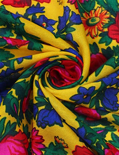 MJ SERECA Acrylic Bandana Printed Hair Scarf Square Ukrainian Head Scarf Floral Babushka Neck Scarf for Women 30"/42"/60" - color: 3 Pack-d 30"