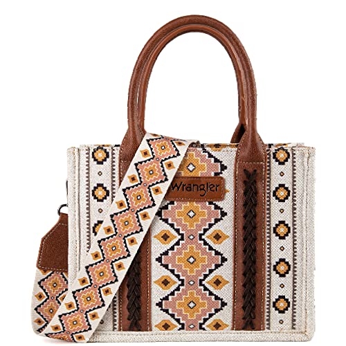 Wrangler Tote Bag for Women Western Purse and Aztec Satchel Handbag - color: Angel White M