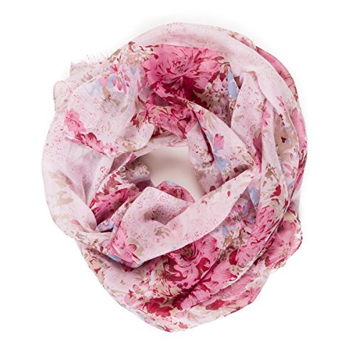 MELIFLUOS DESIGNED IN SPAIN Scarf for Women Lightweight Floral Flower Scarves for Summer Fall Shawl Wrap - color: Barcelona Collection 1 - Pink Floral