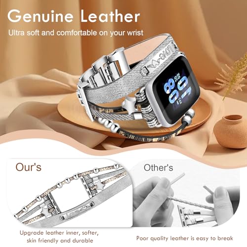 Boho Denim Bracelet for Apple Watch Band 42mm(Series 11/10)/40/41/38mm for Women, Multilayer Wrap Braided Strap for iWatch Bands Series 9/8/7/6/5/4/3/2/1/SE, Wristband for Apple Watch Girl Gray - color: E-Gray, size: 42(series 11/10)/41/40/38mm