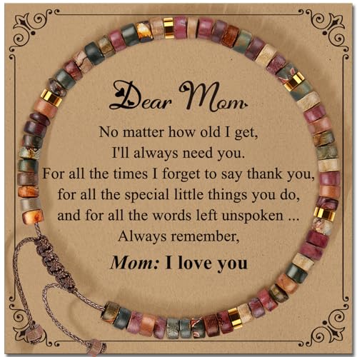 Inspirational Gifts Bracelets for Women: Mothers Day Birthday Gifts for Mom Women Friends Sister - Healing Natural Stone Beads Bracelets Thinking of you Get Well Soon Gift for Women - color: A-P JASPER STONE-MOM