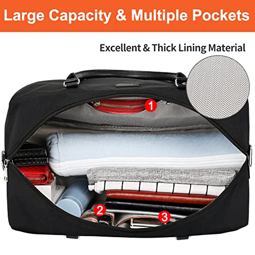 Weekender Bags for Women Overnight Bags with Shoe Compartment 21" Duffle Travel Bag for Traveling Weekend Gift 3pcs Set - color: A9-Nylon-Black