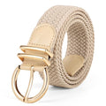 JASGOOD Women Men Braided Woven Elastic Stretch Waist Belt Golf Canvas Fabric Casual Belt for Jeans Pants - color: B-beige, size: Fit Size 29"-32"