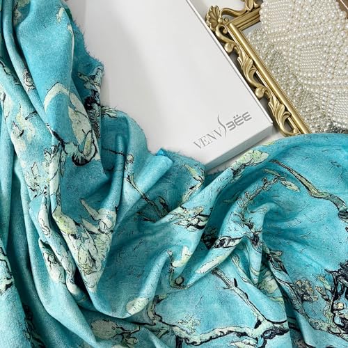 VENVSBEE Reversible Scarf Soft Large Shawl Wrap Blanket Double Sided Art Print Warm Pashmina Stoles Klimt Van Gogh Gifts - color: Art 03