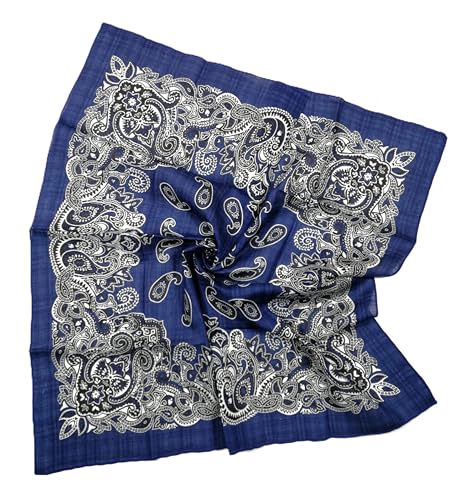 Shanlin Unisex Floral Cotton Square Scarf Bandanas 22x22 inch - color: Paisley_blue