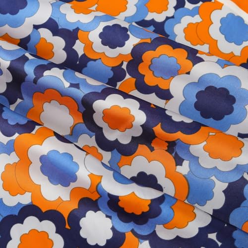 Stlvoll 27.5" Silk Neck Scarf of Women's Fashion Head Scarf Square Neck Satin Scarfs for Bag Hair Scarves Gift - color: Orange/Blue