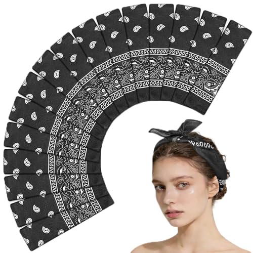 Morcheiong 8/16 Pcs Bandanas Paisley Bandana Head Scarf Headband Handkerchiefs for Men Women Boy Girls - color: Black