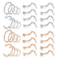 Mayhoop 20g Nose Rings Hoops And Studs For Women Men - Hypoallergenic 316L Surgical Stainless Steel L Shape Nose Screw Bone Silver Rose Gold Black Rainbow Pack 28Pcs - color: Nose screw(Silver+Rose gold)