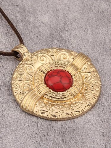 Jeilwiy Leather Necklace for Women Funky Necklace Choker String Cord Necklace with Pendant Boho Style Jewelry - style: Carved Patterns Pendant Necklace