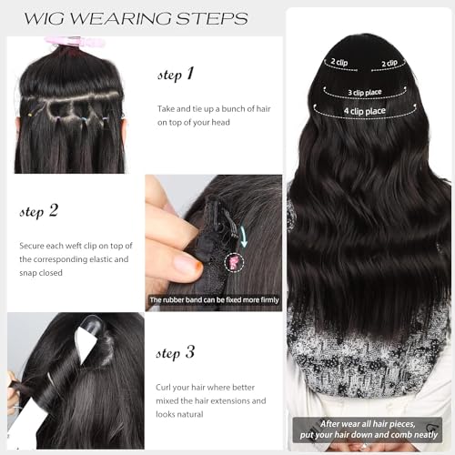 Copper Red Curly Clip In Hair Extensions for Women Synthetic Clip in Long Wavy Extension 20 Inch Double Weft 4PCS Hairpieces Full Head for Women Costume Party Valentine's Day - color: COPPER RED 01
