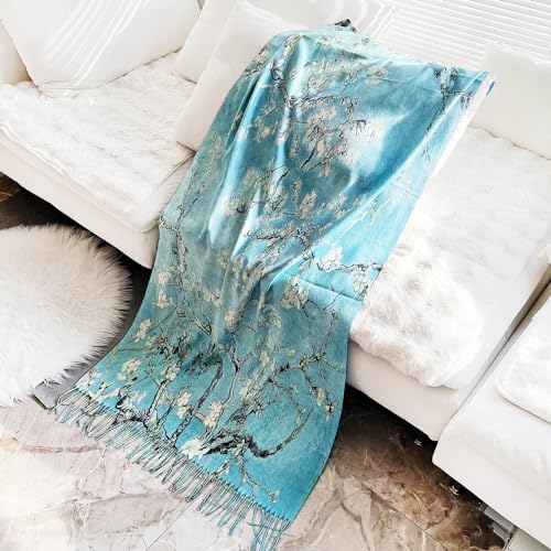 VENVSBEE Reversible Scarf Soft Large Shawl Wrap Blanket Double Sided Art Print Warm Pashmina Stoles Klimt Van Gogh Gifts - color: Art 03