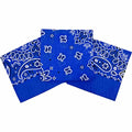 Bandanas for Women and Men，3 Pack Super Soft Thin 60s Preium Cotton 22 inch Handkerchiefs - color: 3 Pack-royal Blue