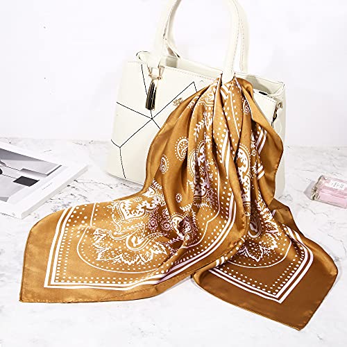 DOOBO Satin Head Scarf - 27.5 Inches Silk Bandana Hair Wrap Square Scarf for Women & Girls - color: Yellow