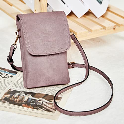 BOSTANTEN Vegan Leather Crossbody Bags for Women Designer Cell Phone Bag Wallet Purses Adjustable Strap - color: A-06-purple Lavender