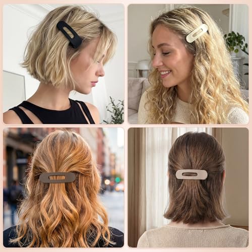 Obeoby 15 Pcs Small Flat Hair Clips, 3.1 Inch Medium Flat Claw Clip for Short Thin Hair Barrettes Accessories for Women Girls Teens (5 Natural Colors) - color: 5 Neutral colors