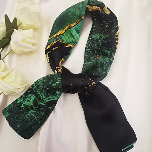 Julunar Silk Like Head Scarf for Women - Satin Large Hair Scarves - 35" Square Silk Hair Wrap for Sleeping with Gift Packed - color: A007-1 Coastline Green