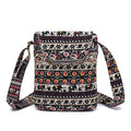 OPQRSTU Women's Retro Small Size Canvas Shoulder Bag Hippie Boho Crossbody Handbag - color: Brown