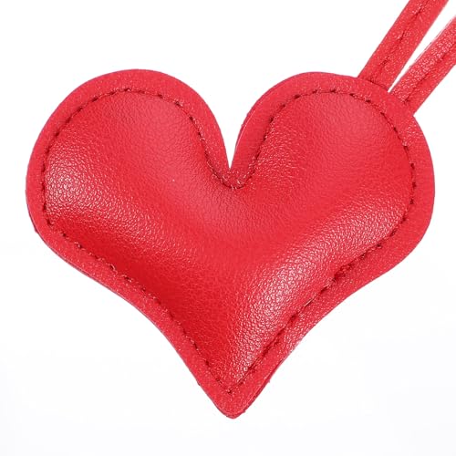 cobee 2 Pcs Heart Bag Charms Keychain for Purse, PU Leather Key Chain Charm Cute Handbag Accessories for Women Backpack Pendant Decoration(Red, Black)