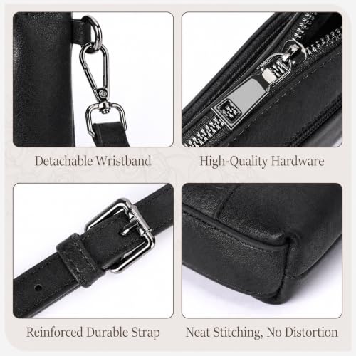 MEITRUE Wristlet Wallet Small Crossbody Bags for Women Clutch Purse Leather Phone Purse with Adjustable & Detachable Strap - color: B2-black