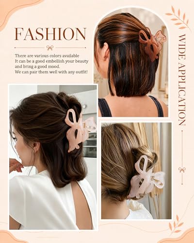 4 PCS Bow Hair Clips Bow Claw Clip for Women, Large Hair Claw Clips for Thin Thick Hair (Matte (orange color)) - color: Matte (orange color)