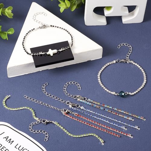 Adjustable Slider Bracelets Colorful Half Finished Bracelets Adjustable Beaded Bracelets DIY Friendship Bracelets for Women Jewelry Making Gifts Supplies - color: Multicolors-Crystal