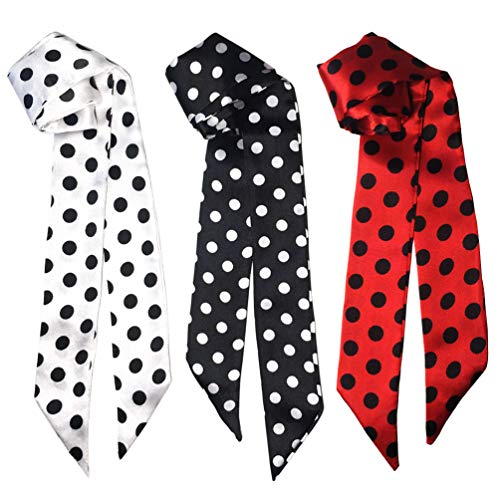 kcctoo 2/6/10Pack Scarf Bags for Women Handbag Scarfs Band Hair Neck Scarves Fashion Gifts - color: 3pcs - Black White & Red Point