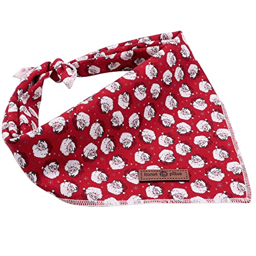 Lionet Paws Christmas Dog Bandana Washable Cotton Handkerchief Scarf Triangle Bandana for Small Medium Large Dogs Santa Claus Girl Boy - color: Santa Claus, size: Small (Pack of 1)