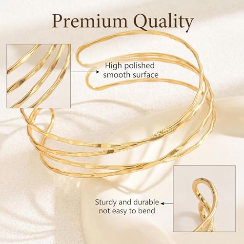 Long tiantian Gold Arm Cuff Upper for Women Bangle Bracelets Upper Arm Cuff Bracelet Trendy Armband Beach Jewelry Trendy Stuff Gifts - color: A1:gold Arm Cuff