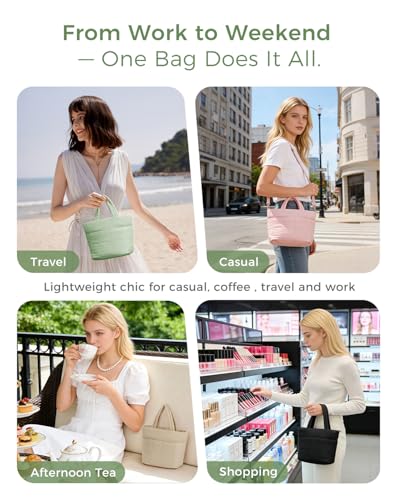 ECOHUB Crossbody Bags for Women Small Puffer Tote Mini Shoulder Handbags RFID Anti Theft CrossBody Purse Travel Casual Wallet - color: Mint Green