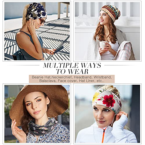 SATINIOR 5 Pieces Women's Slouchy Beanie Chemo Hat Stretch Cancer Head Wraps Sleep Head Scarf for Cancer Patient - color: Multicolor, style: Stylish Style