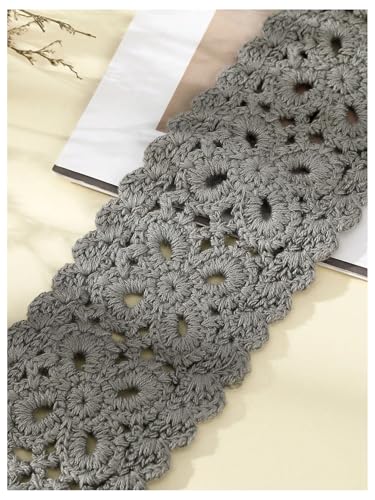 OYOANGLE Women's Boho Crochet Knit Hair Band Vintage Head Wrap Hair Bandanas Head Kerchief Grey One-Size - color: Grey
