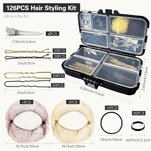 Hair Accessories Kit, Bobby Pins Set with Storage Box, Dance Competition Essentials Hair Styling Kit for Women Travel Ballet Updo Hairstyles(Black) - color: Black