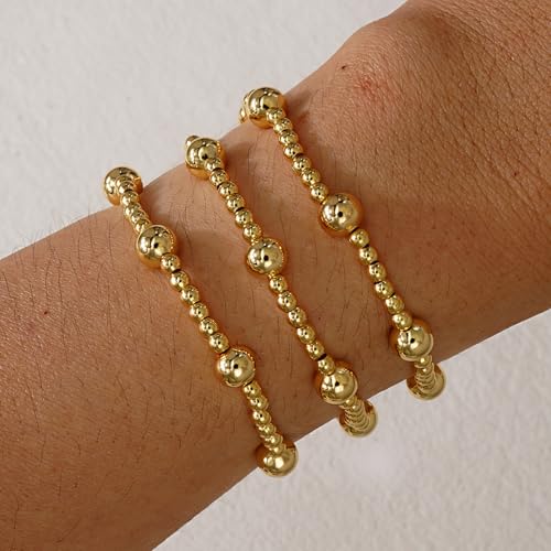 Gold Beaded Cross Bracelet for Women, 14K Plated Adjustable Stackable Dainty Bracelets, Non Tarnish Fashion Jewelry Set Gifts for Women Birthday Friendship - color: Colors-14