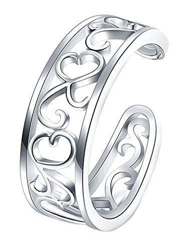 BORUO Toe Rings - Flower Hawaiian Leaf Sterling Silver Band Ring - Stylish Toe Rings For Women - Sterling Silver Rings for Gifting - Chic 925 Sterling Silver Rings - Toe Rings For Women With Gift Bag , 6mm