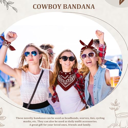 12 Pack Bandanas Unisex Paisley Cowboy Bandanas Bulk Multi Purpose Headband Scarf for Men Women Costume - color: Burgundy, style: Classic
