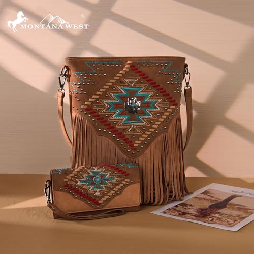 Montana West Western Crossbody Bag Purse for Women - color: Dark Brown
