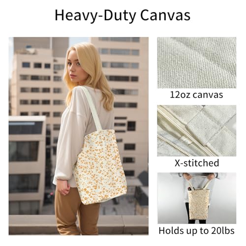 itgowisa Canvas Tote Bag for Women, Tote Bag with Zipper Inner Pocket, Zippered Canvas Bag for Shopping Work Grocery Everyday - style: Yellow