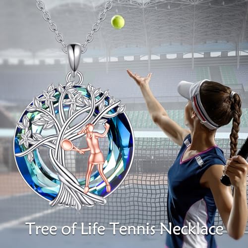 YFN Tree of Life Necklace Sterling Silver Crystal Jewelry Graduation Birthday Gifts for Women - color: Tennis