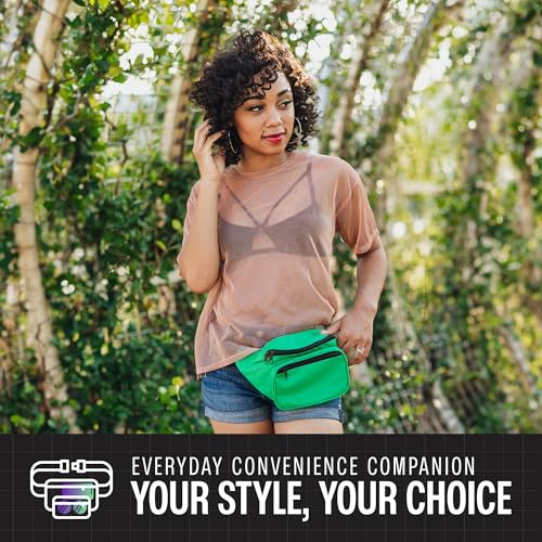 Green Fanny Pack Belt Bag I Mens Fanny Packs for Women Fashionable - Crossbody Bag Bum bag Waist Bag Waist Pack - Hands Free for Hiking, Running, Travel, Waterproof and more - color: Green